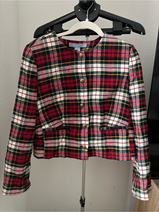 Hill House Jackets & Blazers - Hill House Red Tartan Plaid Blazer with Gold Buttons